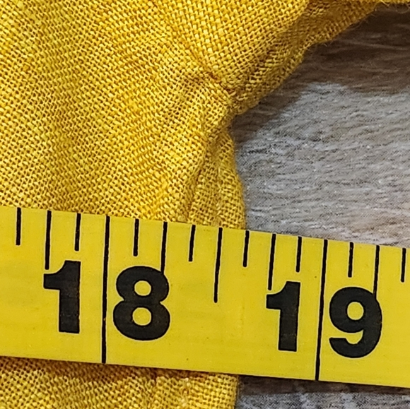 Maeve Anthropologie Blouse Womens 2 Marva Lace-Up Linen Gold Yellow Roll Tabs - Picture 5 of 7